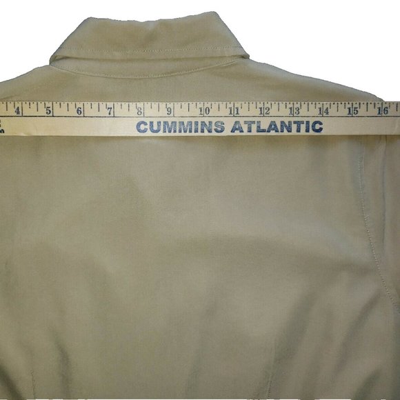 Liz Claiborne Button Down Shirt Blouse Khaki Rayon Poly Stain Resistant Medium - Picture 5 of 8